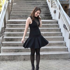 Cinq a Sept Black Sheer Dotted Dress sz 2 Whimsygoth Whimsy Sheer Basque
